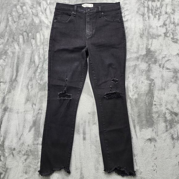 Abercrombie & Fitch Jeans Womens 28/6S SHORT Black Super Skinny Ankle High Rise - Picture 1 of 13